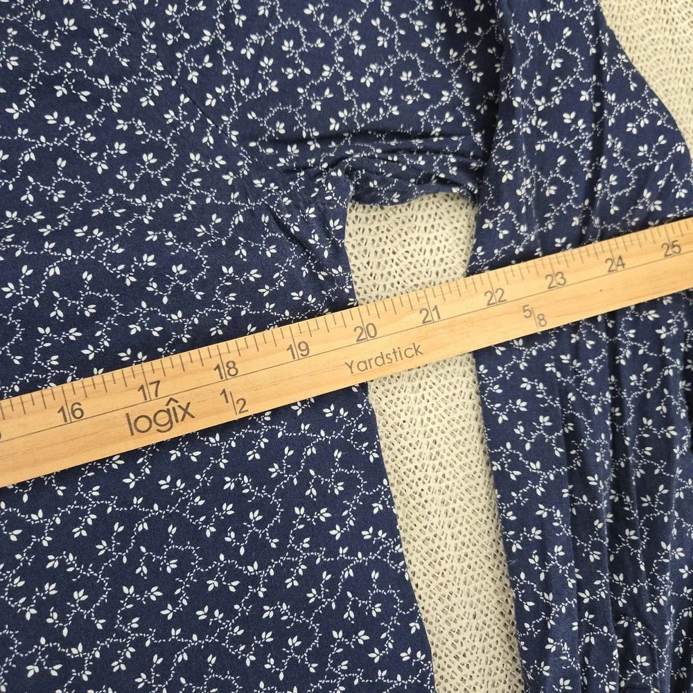 Express Shirt Mens‎ Medium Blue Floral Long Sleeve Fitted Slim Button Up Casual